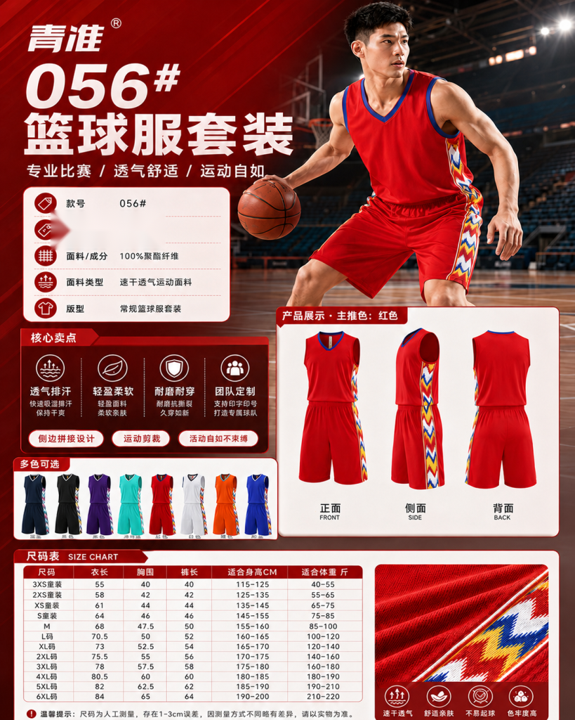 青准 056 常规篮球服套装 图 1