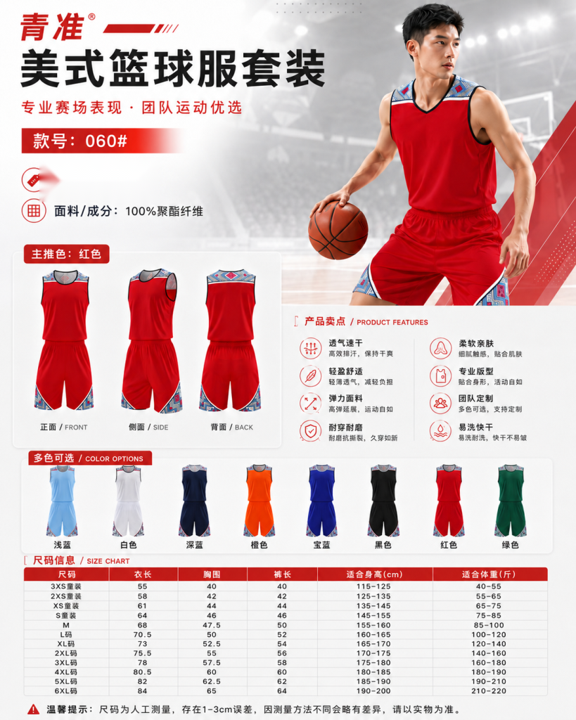 青准 060 美式篮球服套装 图 1