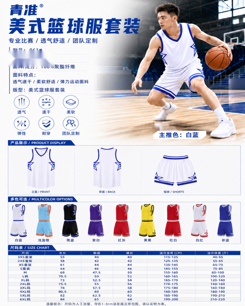 青准 061 美式篮球服套装 图 1