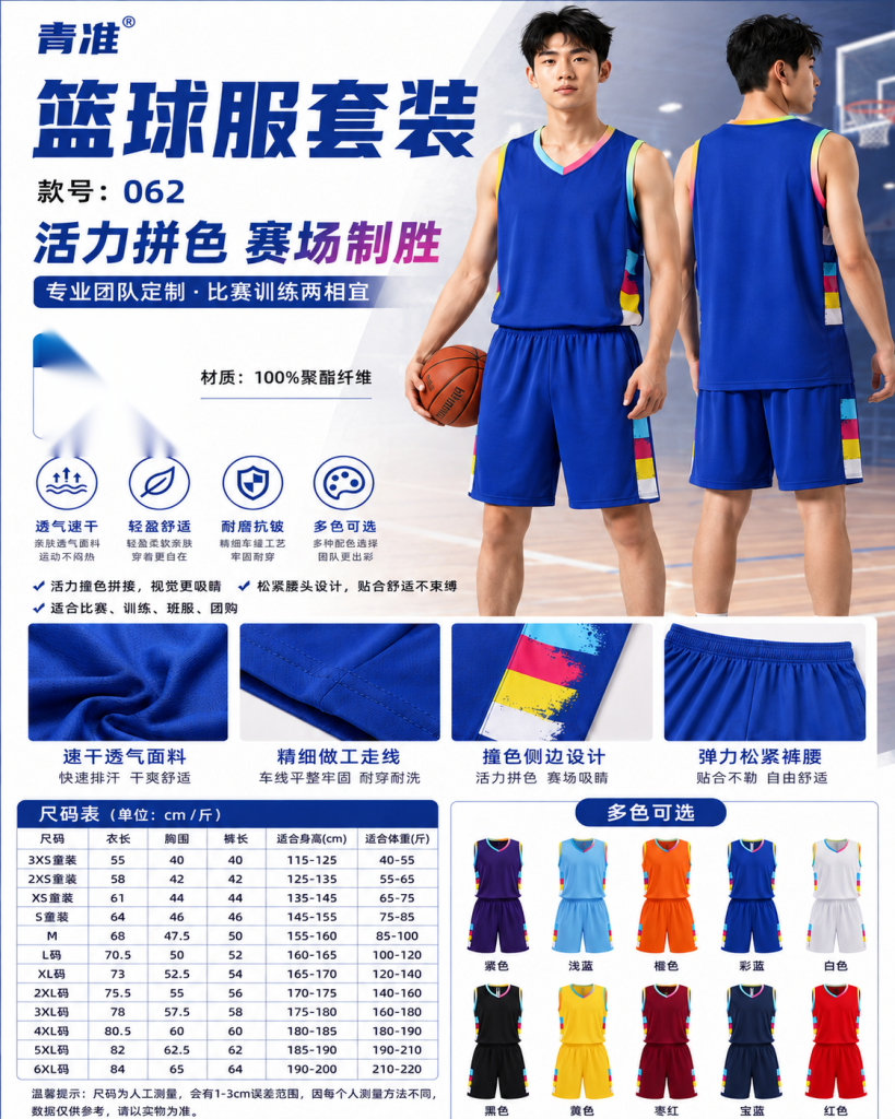 青准 062 篮球服套装 图 1