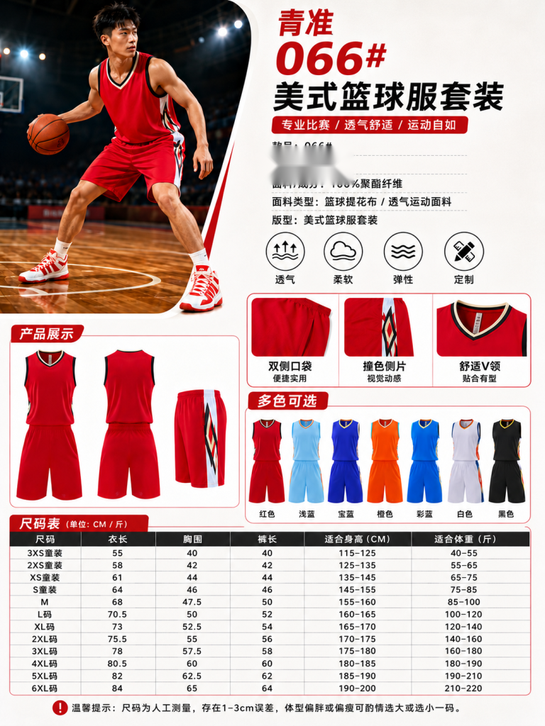 青准 066 美式篮球服套装 图 1