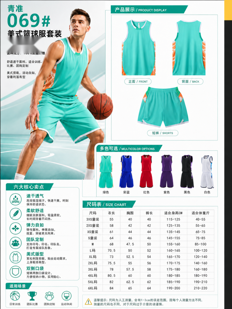 青准 069 美式篮球服套装 图 1