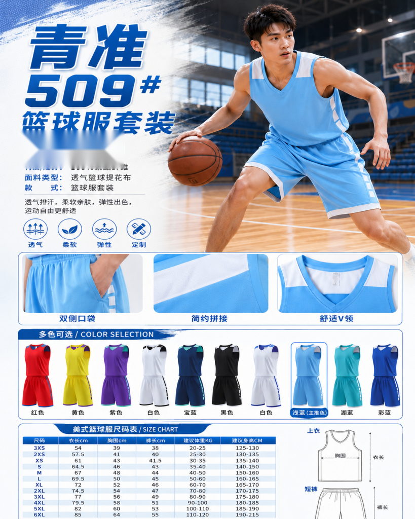 青准 509 篮球服套装 图 1