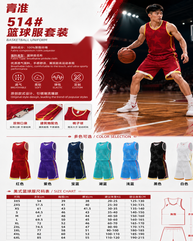 青准 514 篮球服套装 图 1