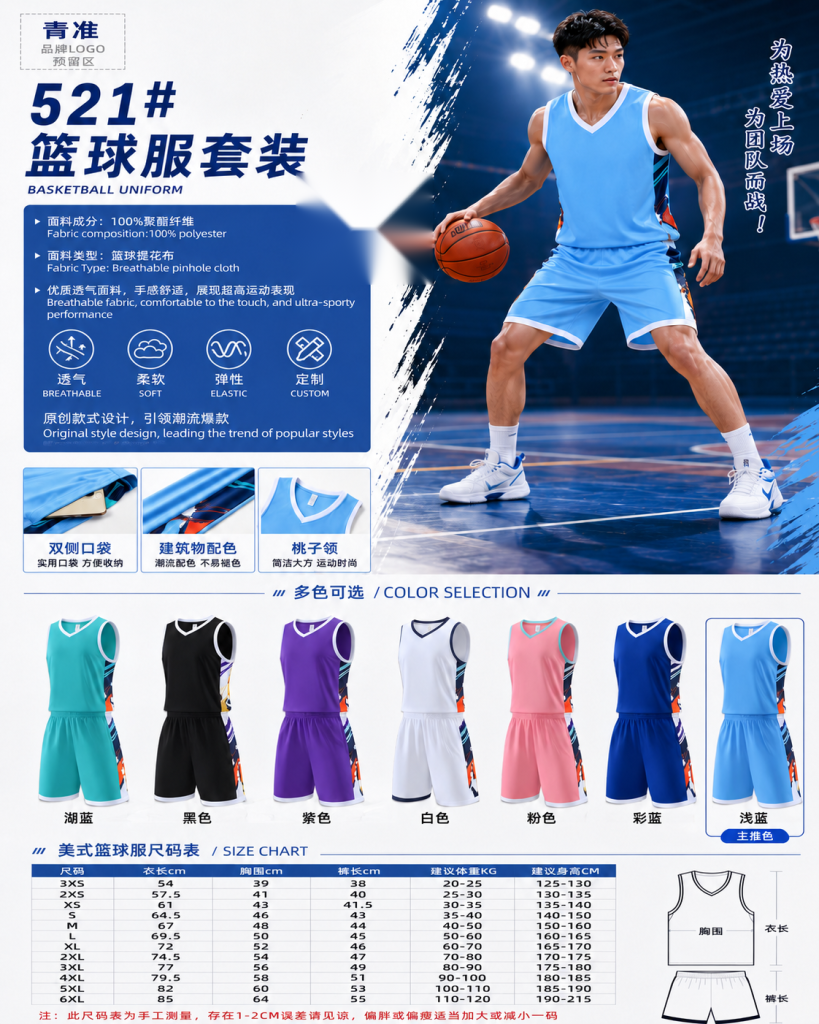 青准 521 篮球服套装 图 1