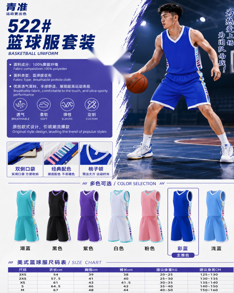 青准 522 篮球服套装 图 1