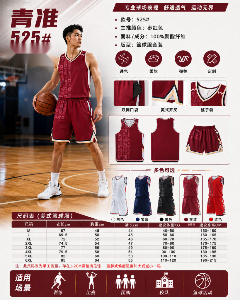 青准 525 篮球服套装 图 1
