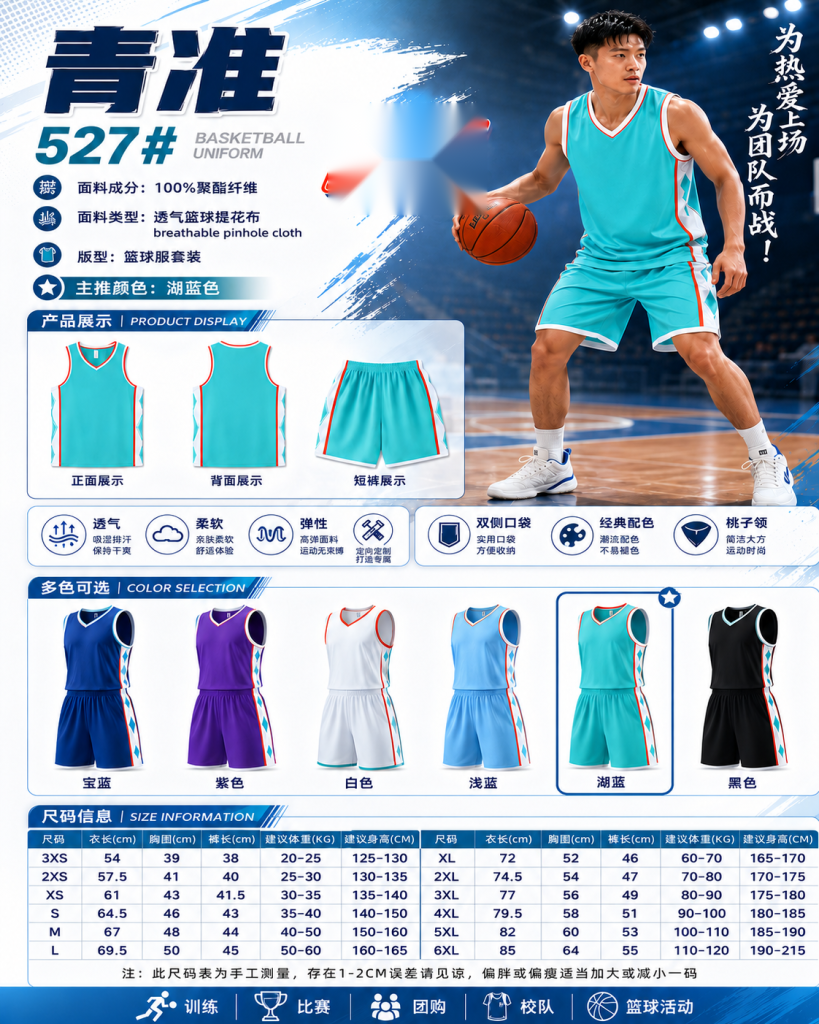 青准 527 篮球服套装 图 1