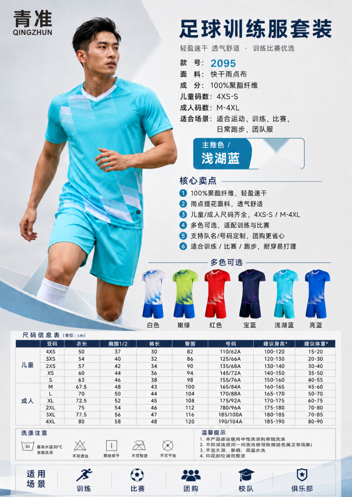 青准 2095 足球训练服套装 图 1