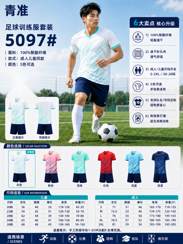 青准 5097 足球训练服套装 图 1