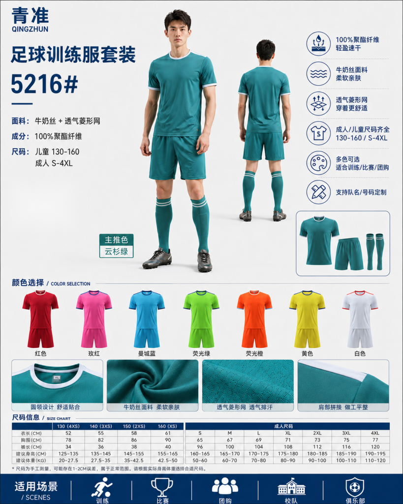 青准 5216 足球训练服套装 图 1