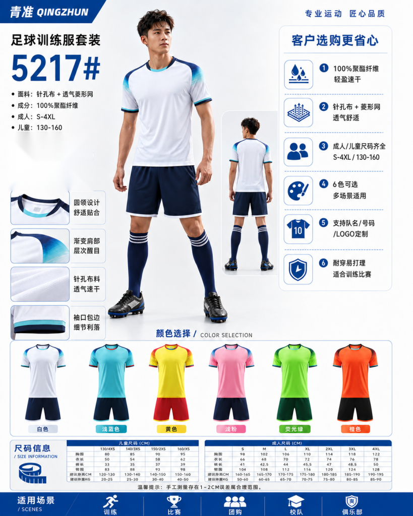 青准 5217 足球训练服套装 图 1