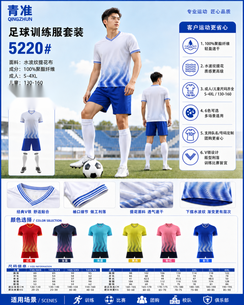 青准 5220 足球训练服套装 图 1