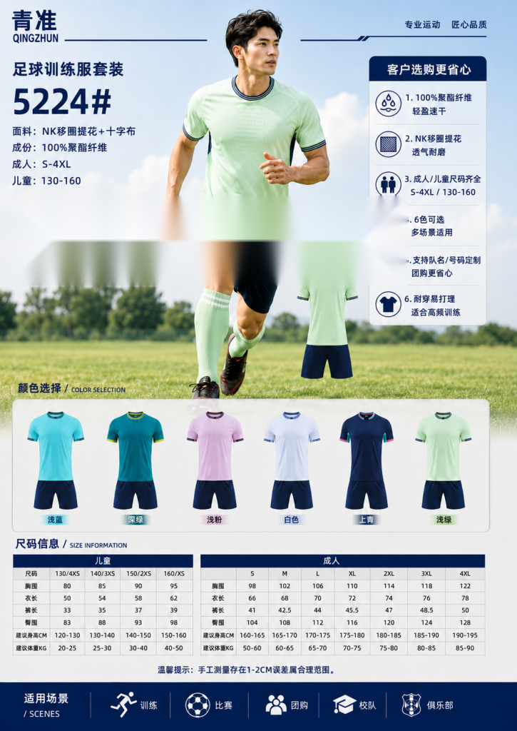 青准 5224 足球训练服套装 图 1