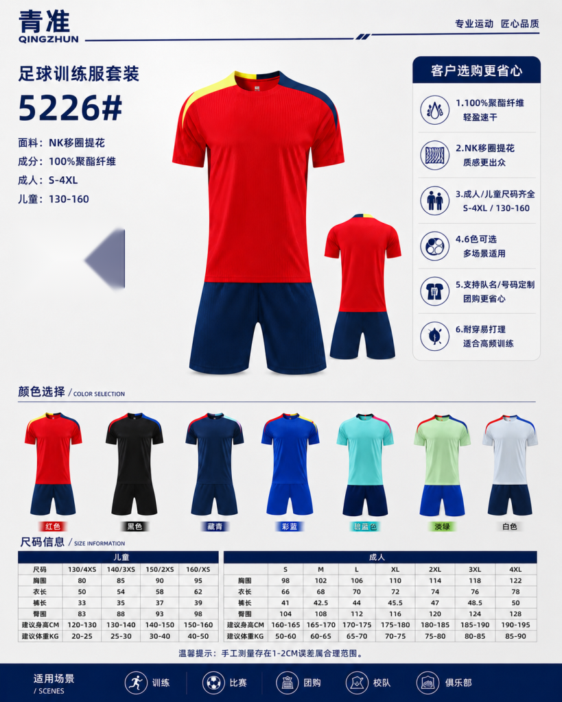 青准 5226 足球训练服套装 图 1