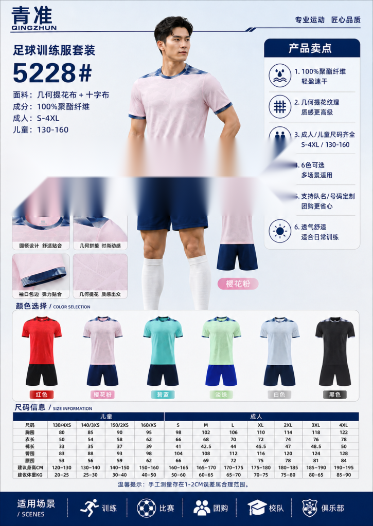 青准 5228 足球训练服套装 图 1