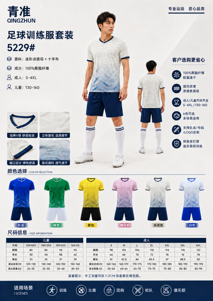 青准 5229 足球训练服套装 图 1
