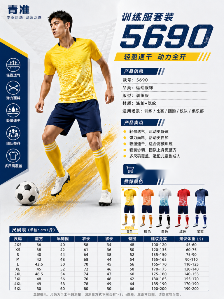青准 5690 足球训练服套装 图 1