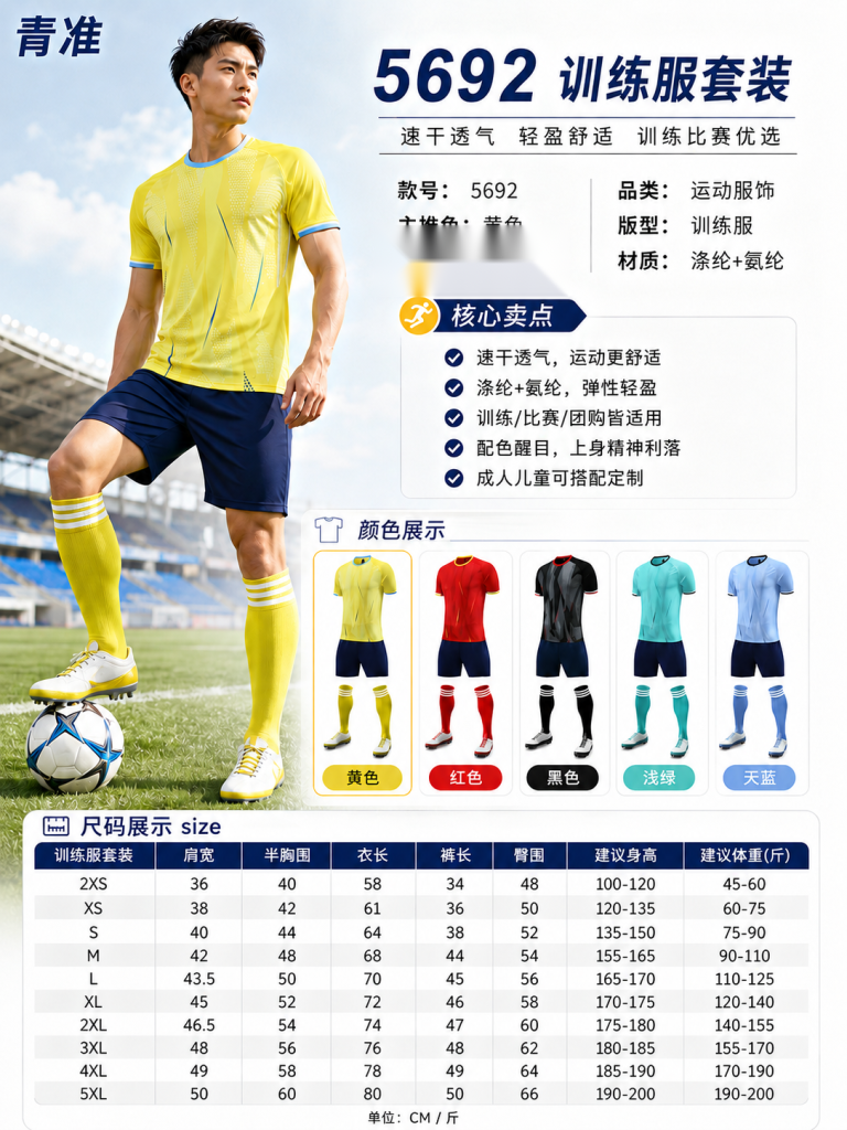 青准 5692 足球训练服套装 图 1