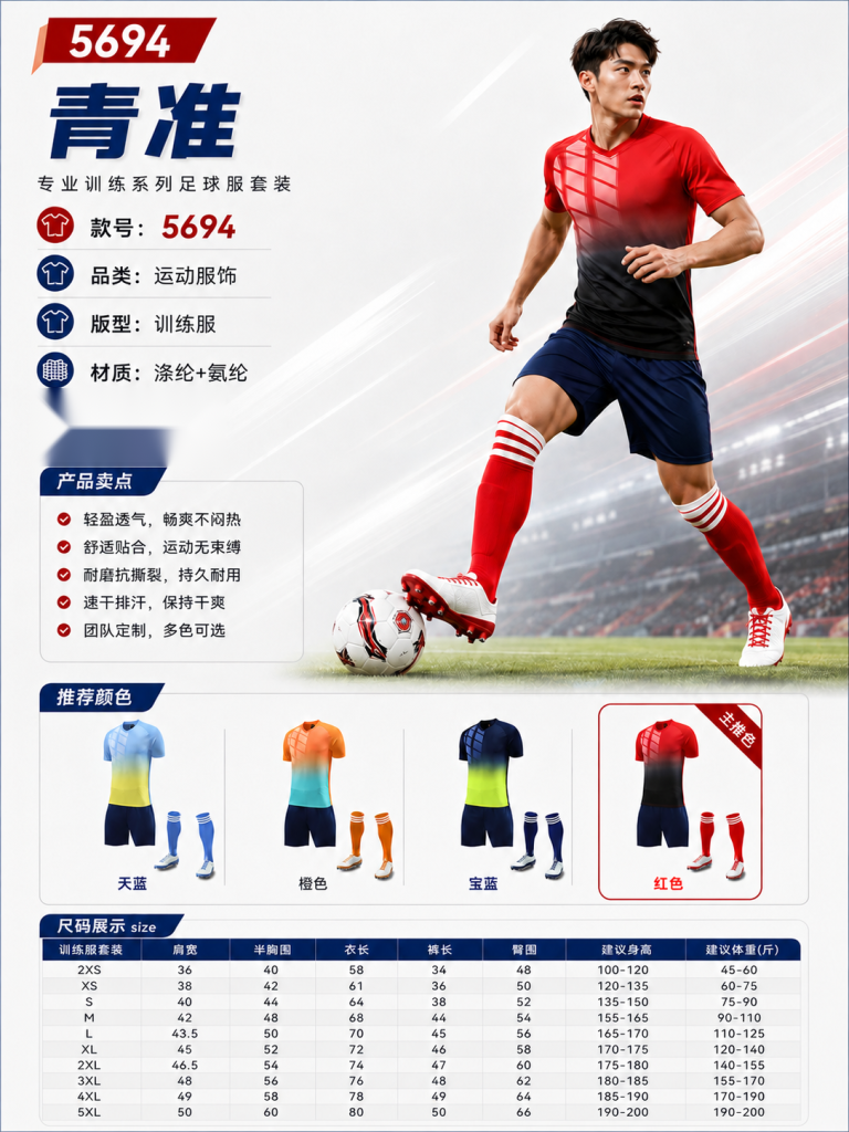 青准 5694 足球训练服套装 图 1