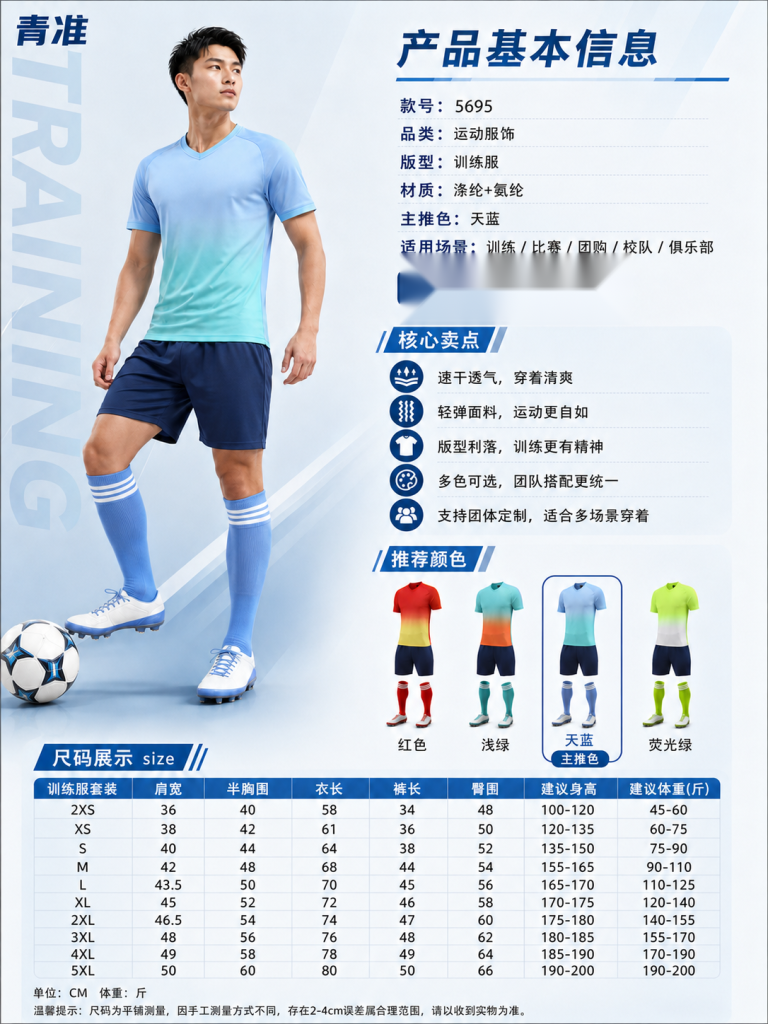 青准 5695 足球训练服套装 图 1