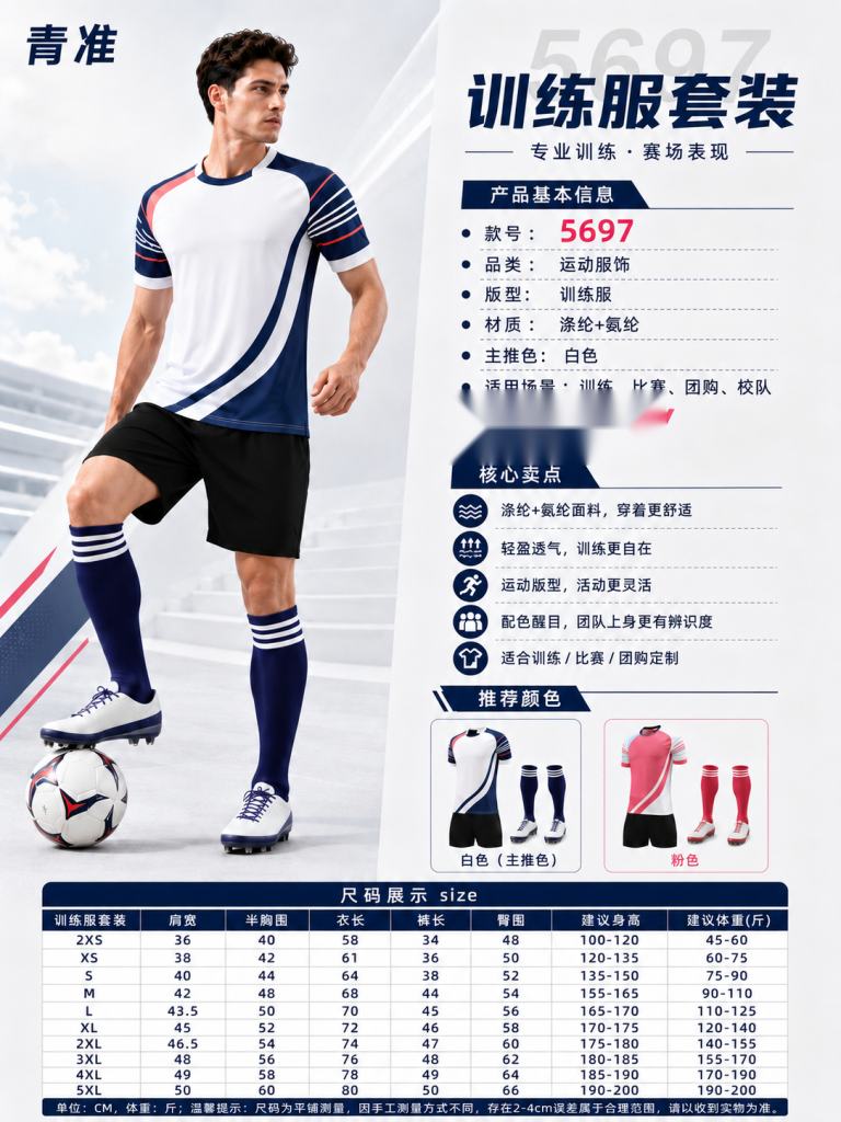 青准 5697 足球训练服套装 图 1