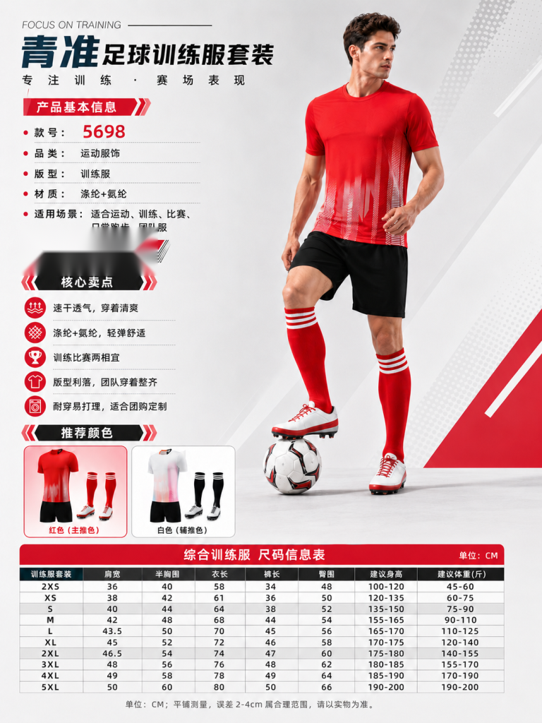 青准 5698 足球训练服套装 图 1