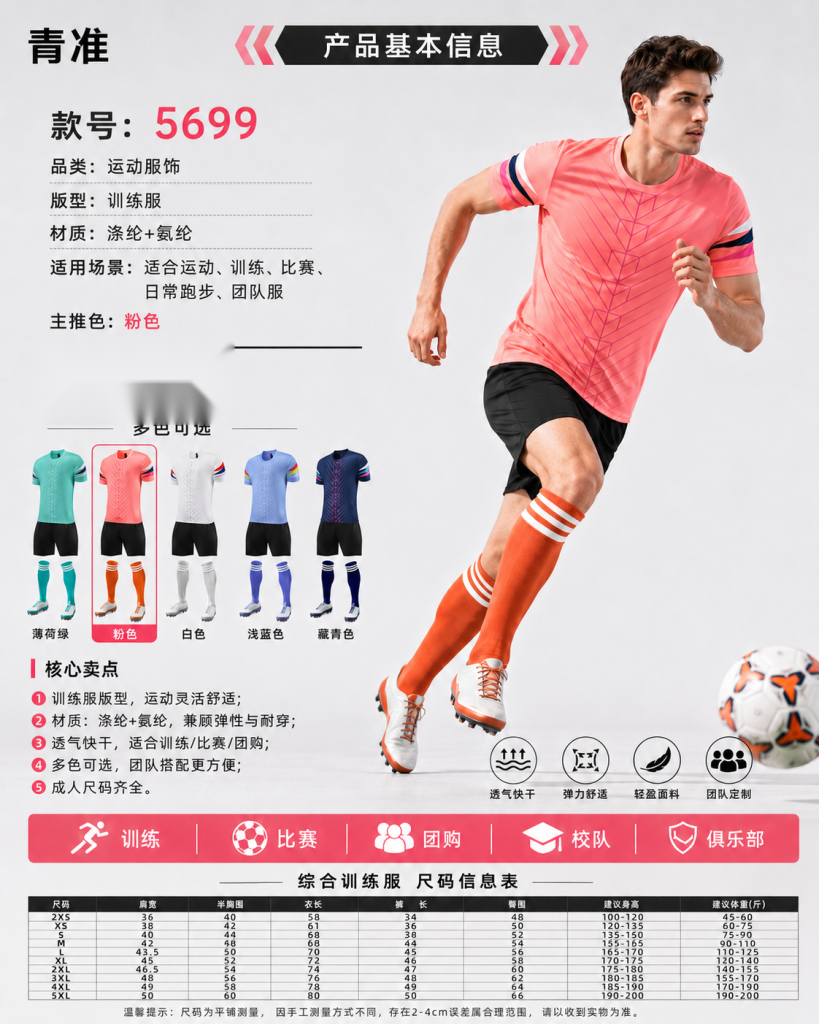 青准 5699 足球训练服套装 图 1