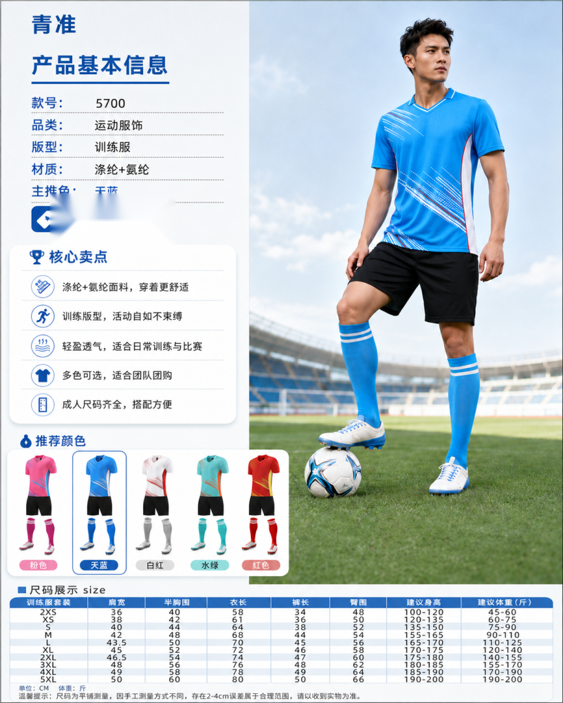 青准 5700 足球训练服套装 图 1