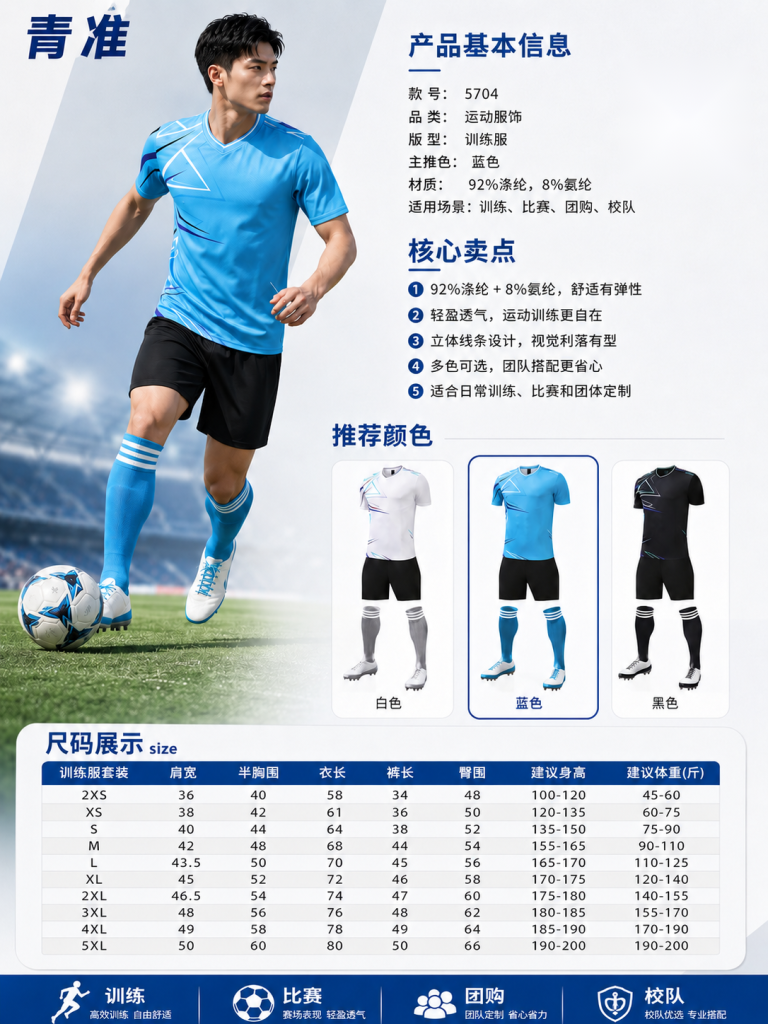 青准 5704 足球训练服套装 图 1