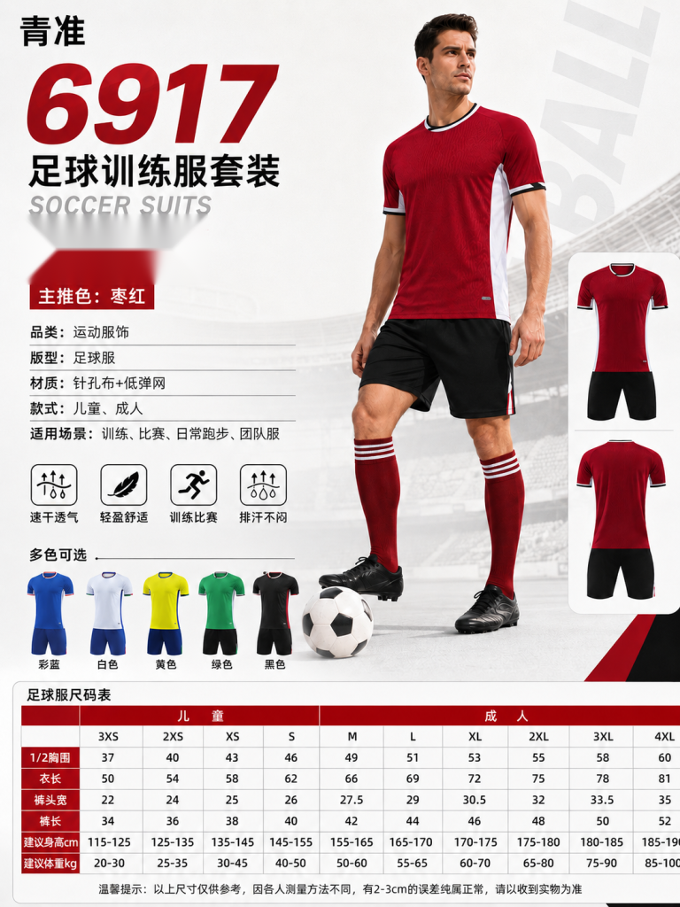 青准 6917 足球训练服套装 图 1