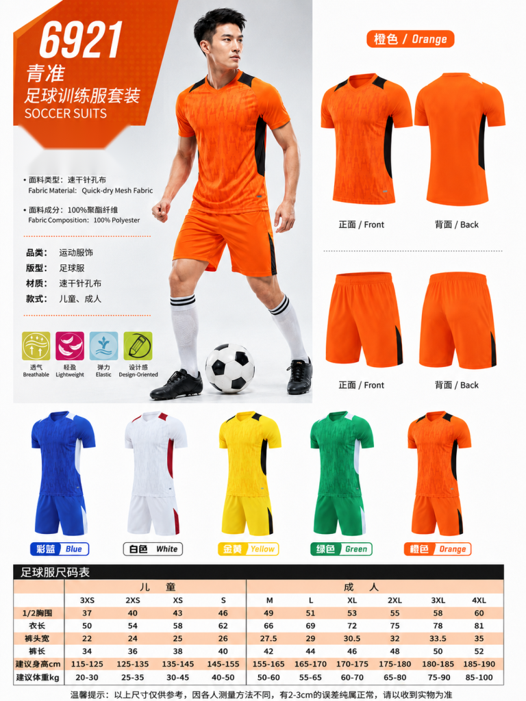 青准 6921 足球训练服套装 图 1