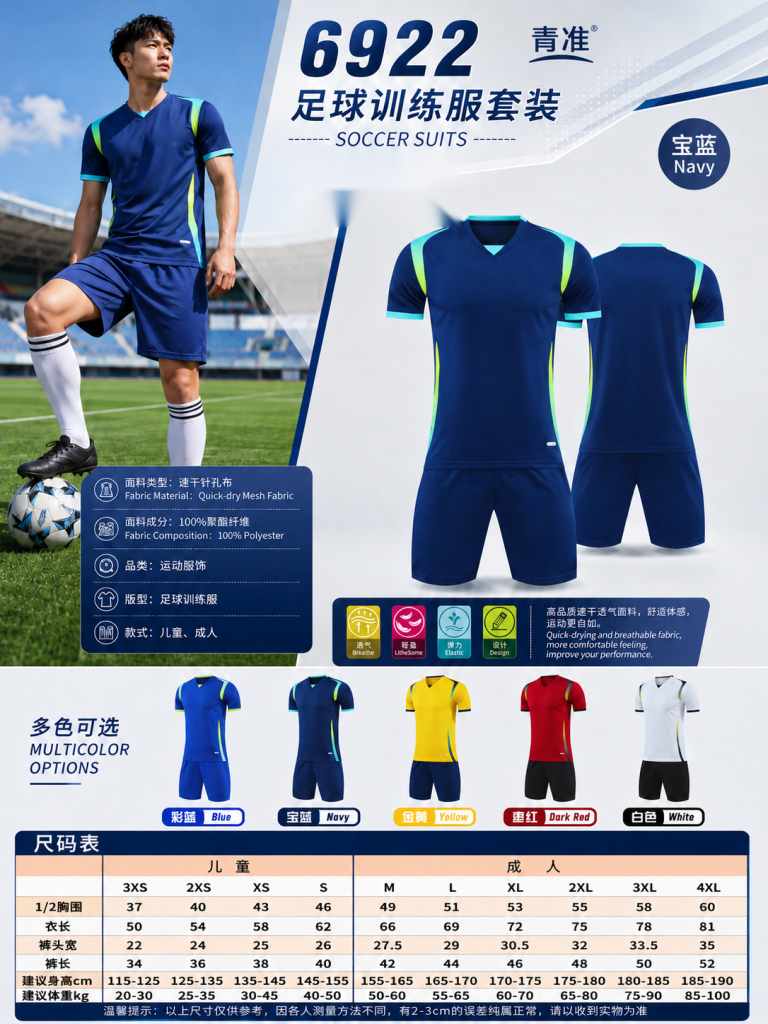 青准 6922 足球训练服套装 图 1