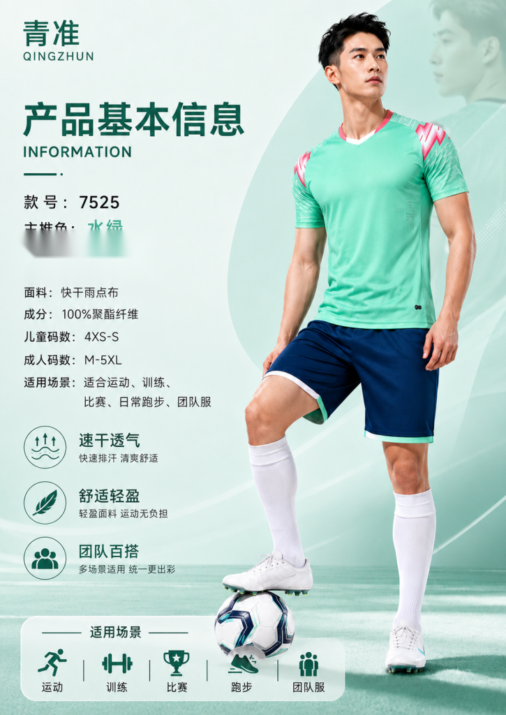 青准 7525 足球训练服套装 图 1