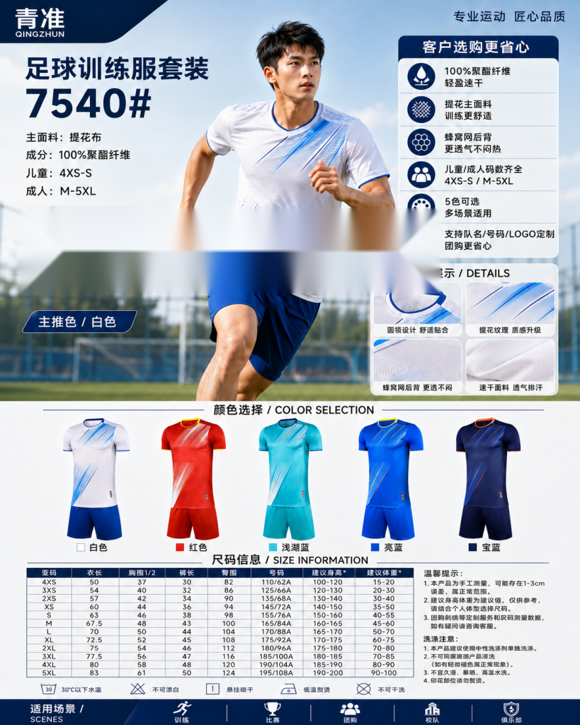 青准 7540 足球训练服套装 图 1