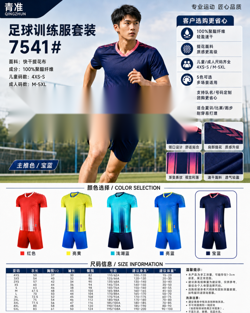 青准 7541 足球训练服套装 图 1